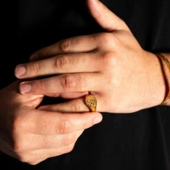 Hammered Signet - Gold -Men Jewelry Store 120 24059f4f a4d9 4eda 9e8b 2d00e6317fc6