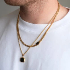 Onyx Cuban Necklace Set (Gold) -Men Jewelry Store 13 fec1a61d 1b81 4da1 98fd 6873d162e3ae