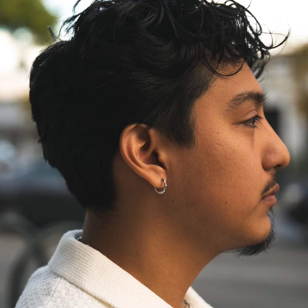 Hammered Hoop (Silver) 5 Hammered Hoop (Silver) - Image 3