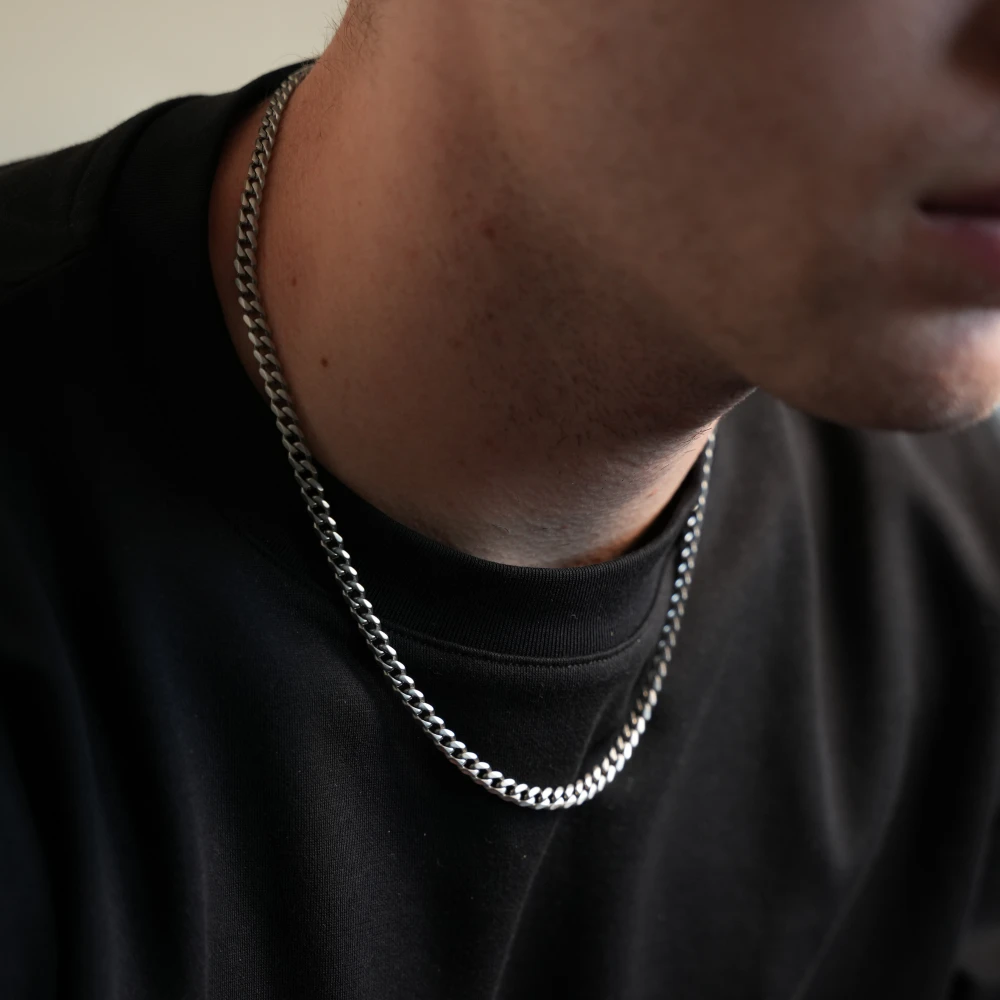 Silver Matte Cuban Chain (5MM) 4 Silver Matte Cuban Chain (5MM) - Image 2