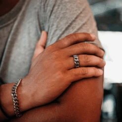 Twisted Cuban Band Ring - Silver -Men Jewelry Store 2 d615fda5 f01c 415f a039 99c1e70aed47