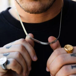 Silver Flat Snake Chain (5MM) -Men Jewelry Store 3M4A0086