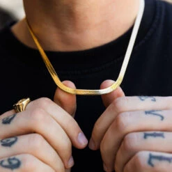 Silver Flat Snake Chain (5MM) -Men Jewelry Store 3M4A0089 Edit