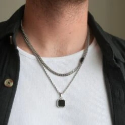 Onyx Cuban Necklace Set (Silver) -Men Jewelry Store 6 a9959740 6ac6 44c3 aad6 c8e13f9ebd23