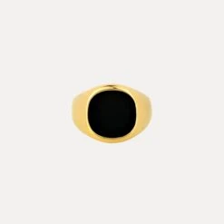 Large Black Onyx Signet - Gold