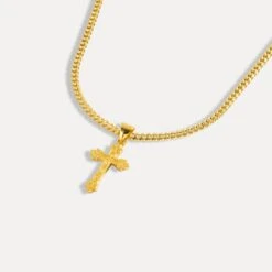 Micro Vintage Cross - 18K Gold
