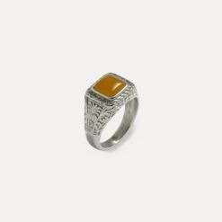 Ignis Orange Ring - Silver