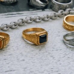 Ignis Black Ring - Gold -Men Jewelry Store AR509237