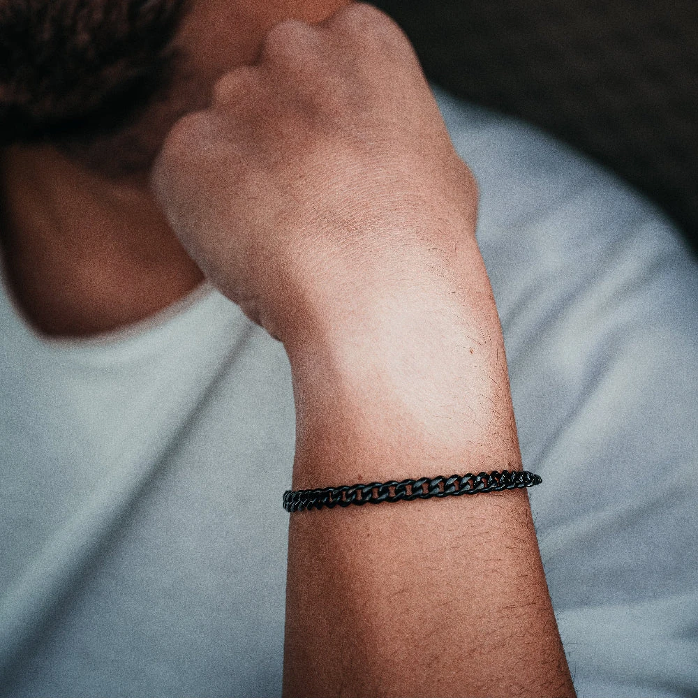 Black Cuban Bracelet (5MM) 6 Black Cuban Bracelet (5MM) - Image 4