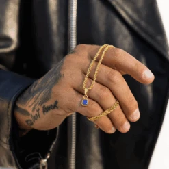 Mini Lapis Lazuli - Gold -Men Jewelry Store BlueLapisGemstone