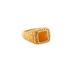 Ignis Orange Ring - Gold -Men Jewelry Store IgnisGoldOrangeSide