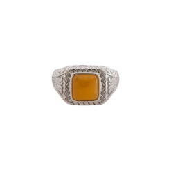 Ignis Orange Ring - Silver -Men Jewelry Store IgnisSilverOrange