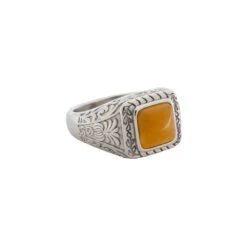 Ignis Orange Ring - Silver -Men Jewelry Store IgnisSilverOrangeSide
