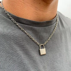 Padlock - Silver -Men Jewelry Store Silver padlock necklace pendant twistedpendant
