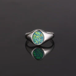 Green Opal Signet Ring - Silver -Men Jewelry Store image 73f1ab49 085d 4645 8f4f f5df53999bf3